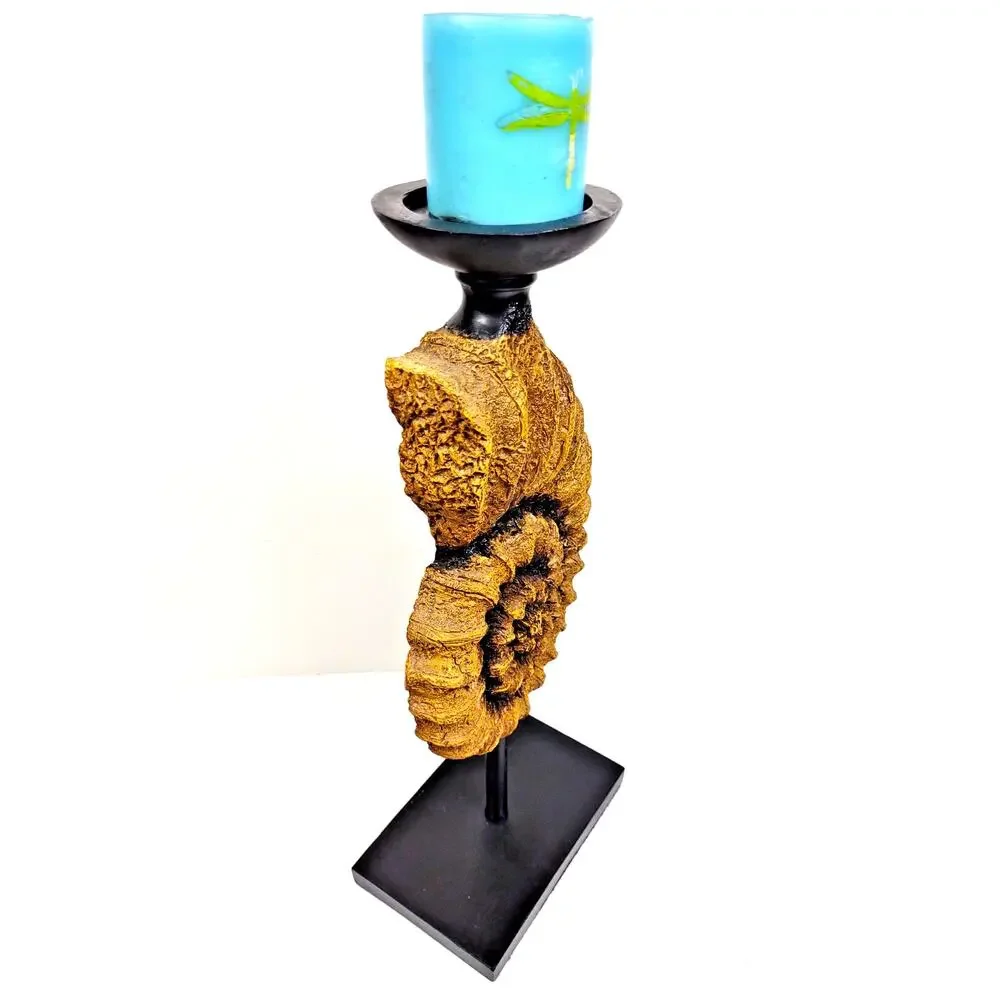 Vintage Nautical Sculpted Conch Shell Pillar Candle Holder 18
